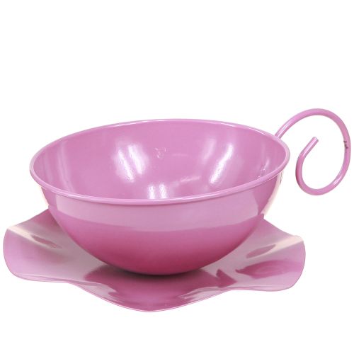 Artikel Metallkopp Ø16cm H9cm dekorativ kopp med fat rosa 2st
