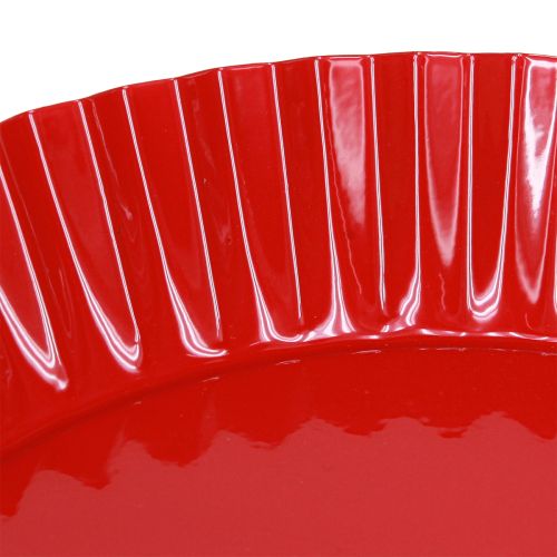 Artikel Metallplatta retro dekorativ tallrik med bas röd metall Ø24cm 2 st