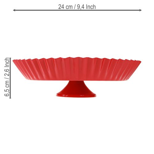 Artikel Metallplatta retro dekorativ tallrik med bas röd metall Ø24cm 2 st