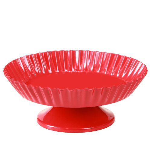 Floristik24 Metallplatta röd liten dekorativ tallrik med basmetall Ø14cm 2 st