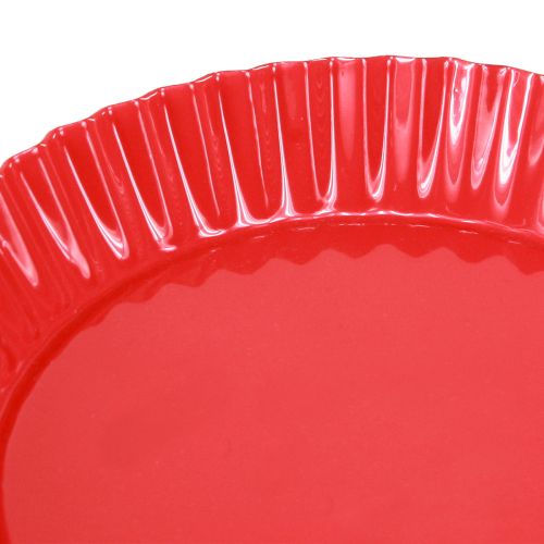 Artikel Metallplatta röd liten dekorativ tallrik med basmetall Ø14cm 2 st