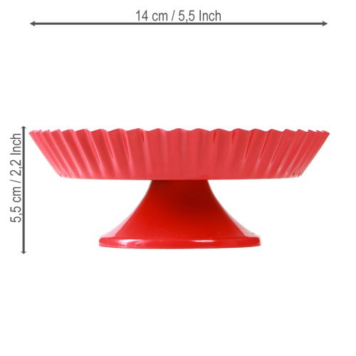 Artikel Metallplatta röd liten dekorativ tallrik med basmetall Ø14cm 2 st