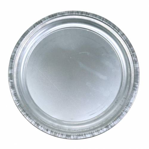 Artikel Dekorationsplatta metall silver glänsande Ø34cm H3cm