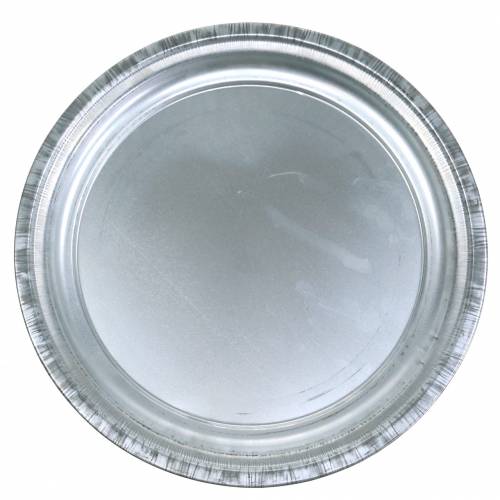 Dekorationsplatta metall silver glänsande Ø36cm H3cm