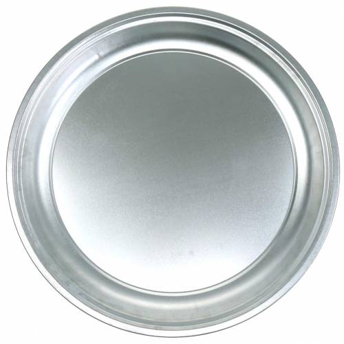 Floristik24 Metallplatta basic silver glänsande Ø45,5cm H4cm