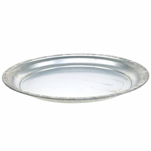 Artikel Dekorationsplatta metall silver glänsande Ø36cm H3cm