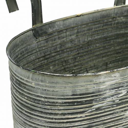 Floristik24 Växtskål zinkkruka oval för upphängning av antik kräm 30×16,5cm H14,5cm