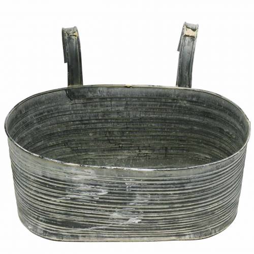 Floristik24 Växtskål zinkkruka oval för upphängning av antik kräm 30×16,5cm H14,5cm