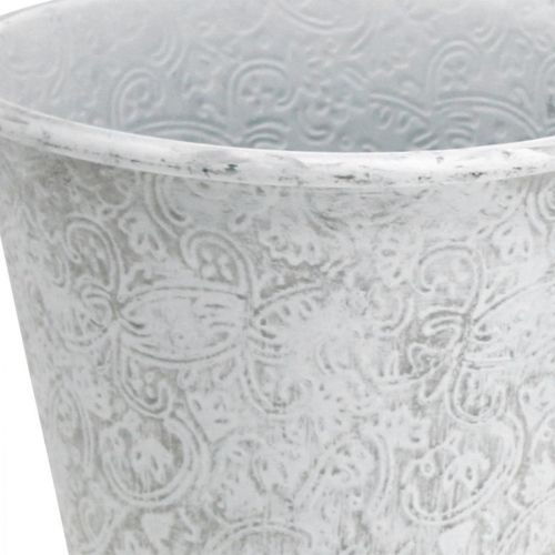 Artikel Kärl med ornament, växtkruka, metallkruka vit Ø18,5cm H18cm