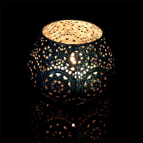Floristik24 Metall lykta silver orientalisk Ø10cm H7.5cm 1p