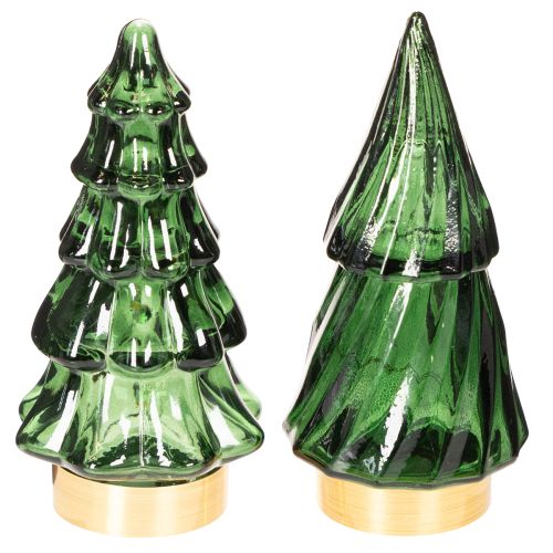Glasjulgran med LED-ljus, borddekoration, jul, 13 cm, 2 stycken köpa | Floristik24.se