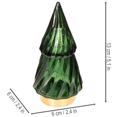 Glasjulgran med LED-ljus, borddekoration, jul, 13 cm, 2 stycken | Floristik24.se