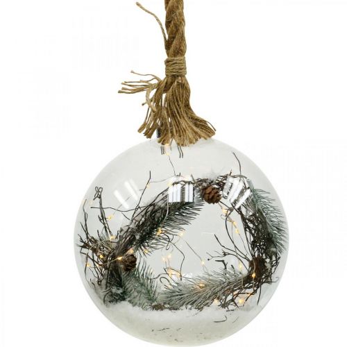 Floristik24 LED boll snögran inuti Ø20cm 40L varmvit timer