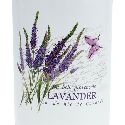 Floristik24 Mjölkkanna vit med lavendelmotiv Ø6.8cm H18.5cm