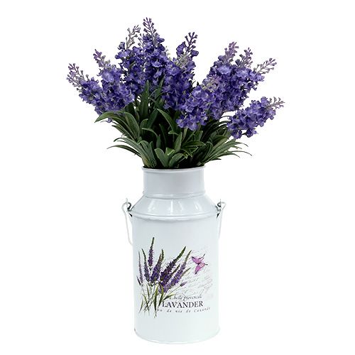 Floristik24 Mjölkkanna vit med lavendelmotiv Ø6.8cm H18.5cm