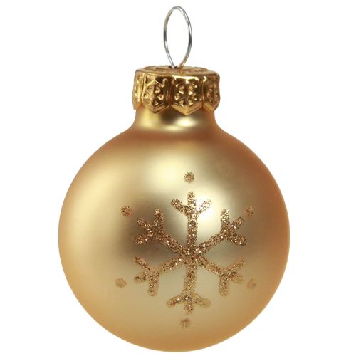 Artikel Mini julgranskulor glas klarguld pärla Ø3cm 9 st
