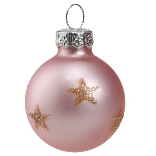 Floristik24 Mini julgranskulor glas rosa bär guld Ø3cm 9 st