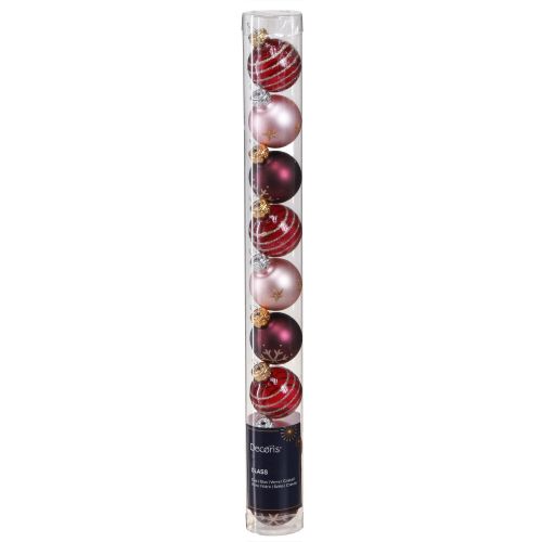 Floristik24 Mini julgranskulor glas rosa bär guld Ø3cm 9 st