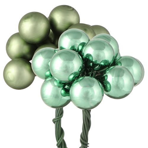 Mini julgranskulor glas på tråd grön Ø1,5cm 140 st