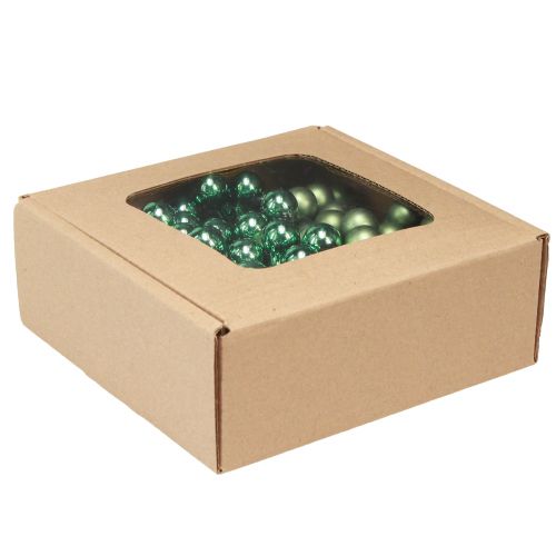 Artikel Mini julgranskulor glas på tråd grön Ø1,5cm 140 st