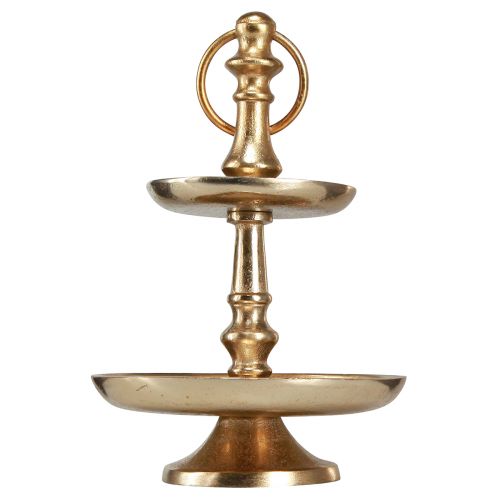 Floristik24 Mini etagere metalldekor guld matt 2-vånings bordsdekoration H22cm