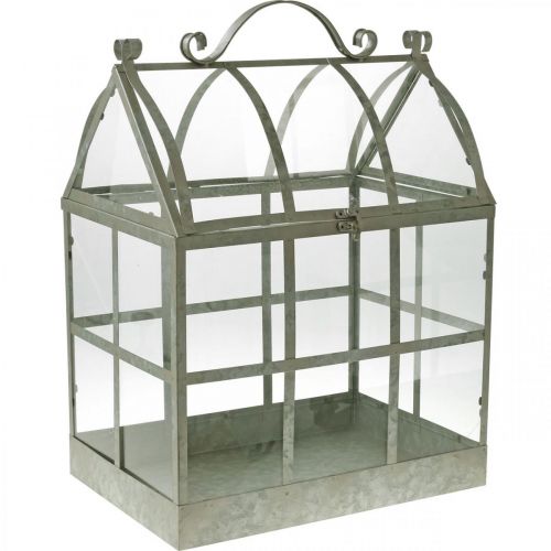 Floristik24 Mini Greenhouse Litet Dekorativt Glashus Metall Glas H51cm