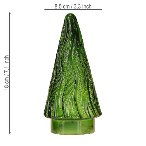 Artikel Mini julgran i glas LED röd grön brun 18 cm 3 st