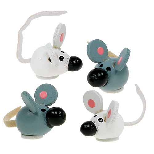 Floristik24 Mini trämus vit grå 2cm 24p