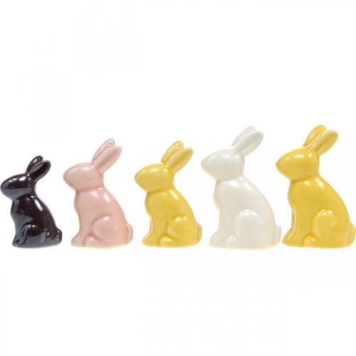 Floristik24 Mini påskharar, keramisk kaninblandning, vårdekoration Färgglad H5,5/5/4 cm Set med 5