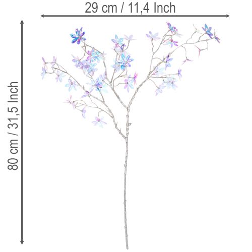 Konstgjord blommande gren med skimrande blommor, 80 cm | Floristik24.se