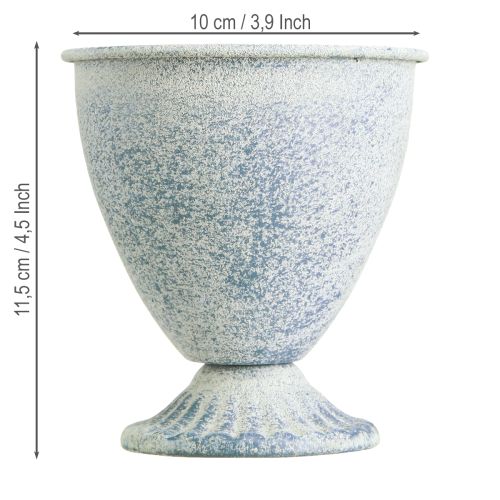 Artikel Mini trofé vas kalk metall vit blå H11,5cm 2st