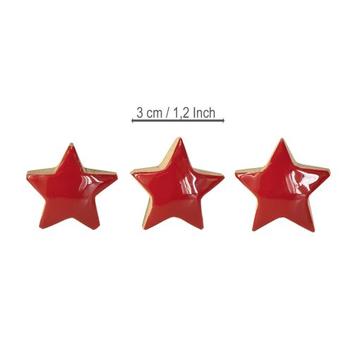Artikel Ministjärnor Röda Mangoträ Dekoration Trästjärnor Ø3cm 9 st