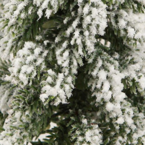 Artikel Mini julgran träfot grön vit Ø8cm H18cm 3st