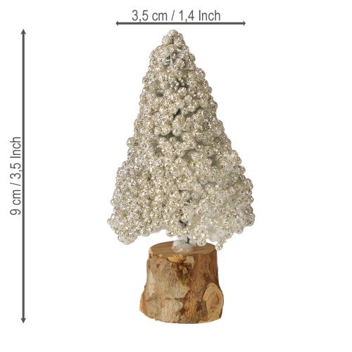 Artikel Mini julgransbordsdekoration champagnevit H8cm 12 st