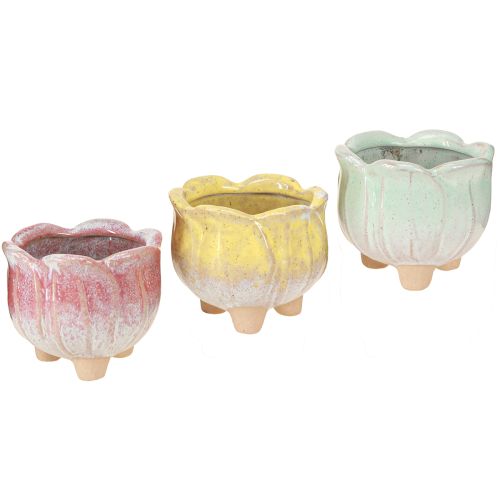 Artikel Minikruka keramik kruka blomma assorterad Ø8cm H7cm 3st