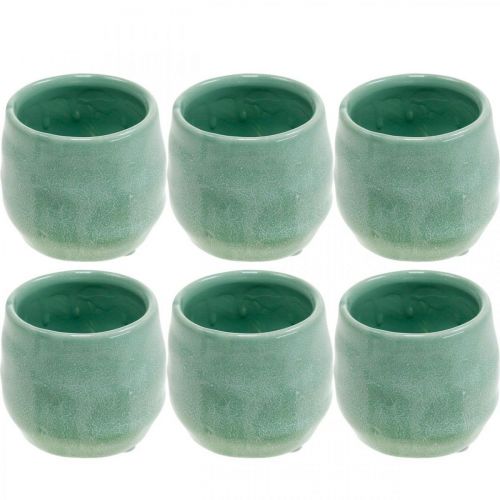 Floristik24 Mini cachepot, keramikkärl, dekorativ lykta, växtkruka vågmönster Ø8cm 6st