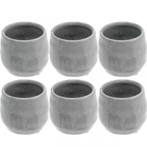 Floristik24 Keramisk cachepot, mini växtkruka, keramisk dekoration, lykta vågmönster Ø8cm 6st