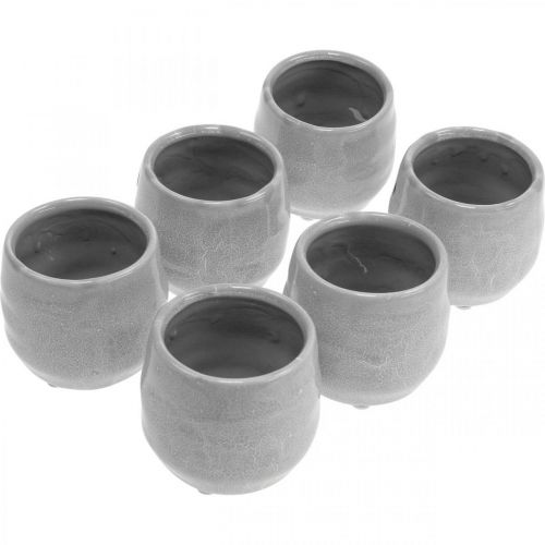 Floristik24 Keramisk cachepot, mini växtkruka, keramisk dekoration, lykta vågmönster Ø8cm 6st