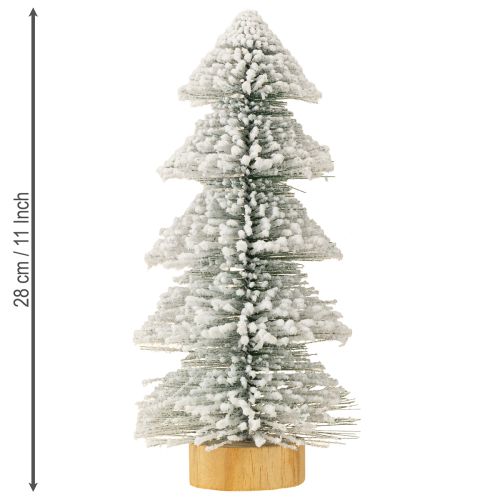 Floristik24 Mini julgransbelyst LED-gran med snö 28 cm