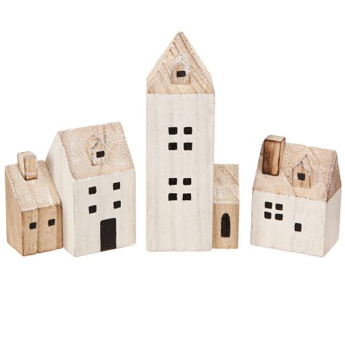 Mini julby trädekoration vit naturfärgad H13/7cm 6 st