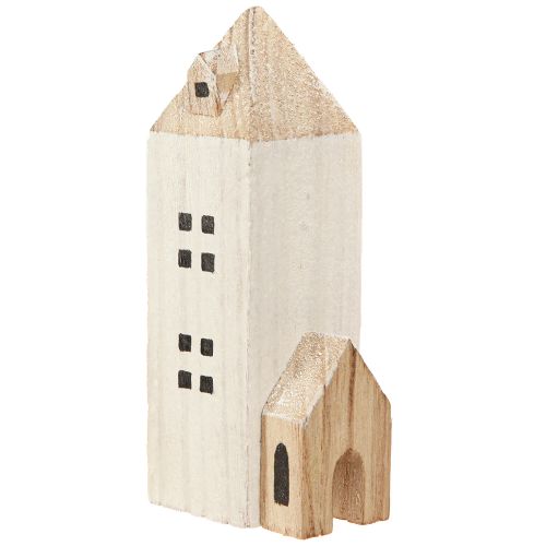 Artikel Mini julby trädekoration vit naturfärgad H13/7cm 6 st