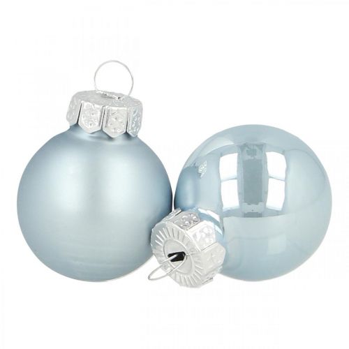Floristik24 Mini julkula glas blå glans/matt Ø2,5cm 24p