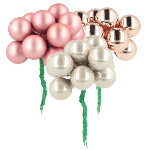 Floristik24 Mini julkulor glasspegelbär rosa kräm Ø20mm 140 st