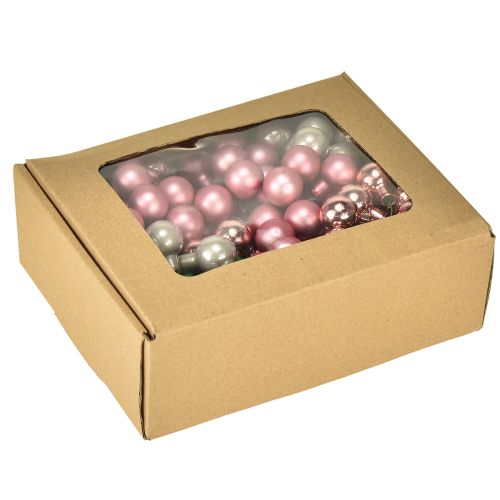 Artikel Mini julkulor glasspegelbär rosa kräm Ø20mm 140 st