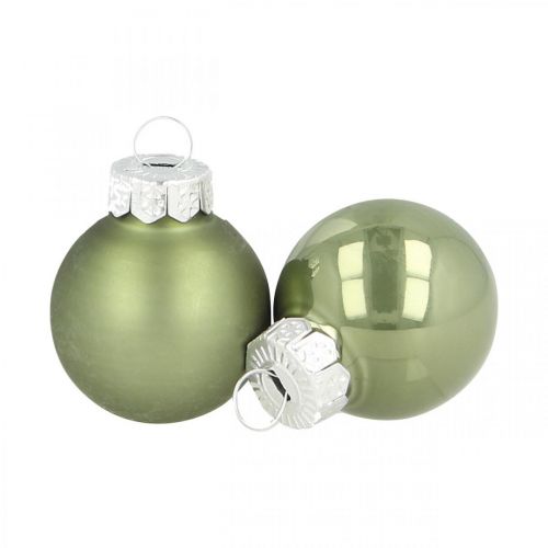 Floristik24 Mini julkulor glas grön glans/matt Ø2,5cm 24 st