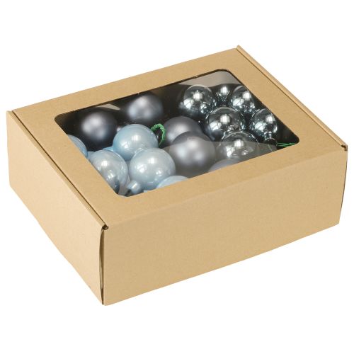 Artikel Mini julkulor glas blå matt metallic 40mm 32 st