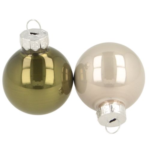 Mini julkulor glas grön silvergrå Ø3cm 22st