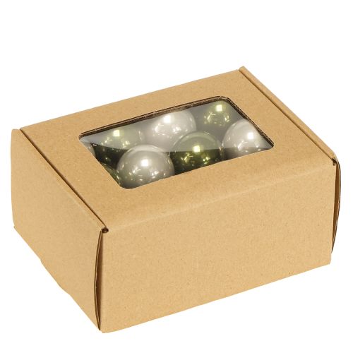 Artikel Mini julkulor glas grön silvergrå Ø3cm 22st