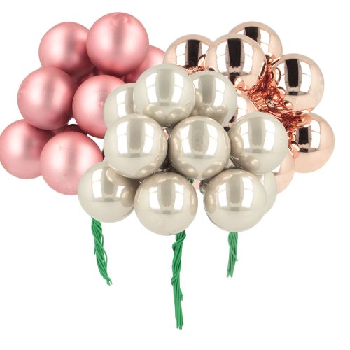 Mini julkulor glas rosa kräm Ø25mm 140 st