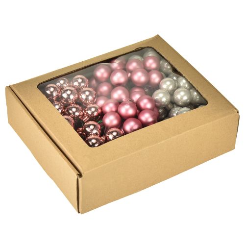 Artikel Mini julkulor glas rosa kräm Ø25mm 140 st